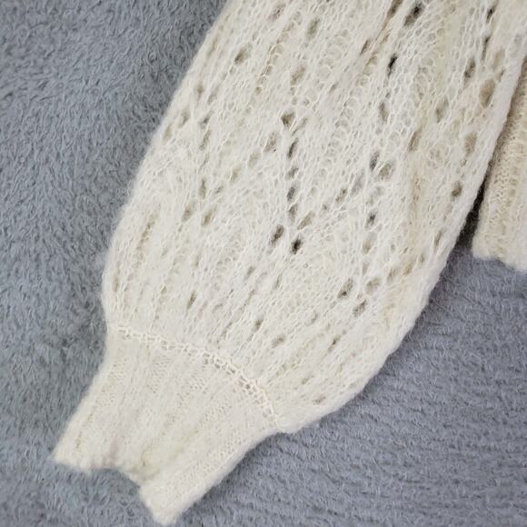 Reformation Sweater Alpaca Wool Jessica Pointelle Lacy Knit Ivory Size Small - Picture 9 of 11